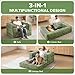 HABUTWAY 3-in-1 Human Dog & Cat Bed with Washable Faux Long Plush Cover, Calming Folding Pet Bed with Comfy Pillow, Large Dog Beds with Non-Slip Bottom for Bedroom & Outdoor Use, (Twin,Green)