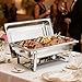 VEVOR Rectangle Chafing Dishes, 9 Qt 4 Pack Stainless Steel Chafing Dish, Food Warmer Chafer Complete Set with Hollow Handle, 2 Food Tongs, Lid, Canister Holder, Chafer Dishes for Banquet Wedding