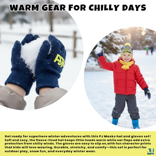 Image of PJ Masks Winter Hat and 2 Pair of Gloves or Mittens Set (Age 2-7)
