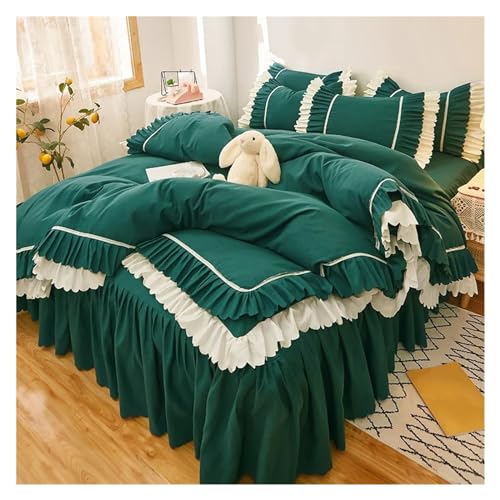 Juego de cama con volantes rosas y funda de almohada infantil 7