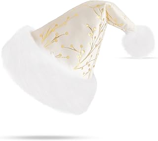 Christmas Hat, Santa Hat, Christmas Gifts for Women and Men, Xmas Hat Suitable for Christmas Eve New Year Party Decorations (Golden Branches)