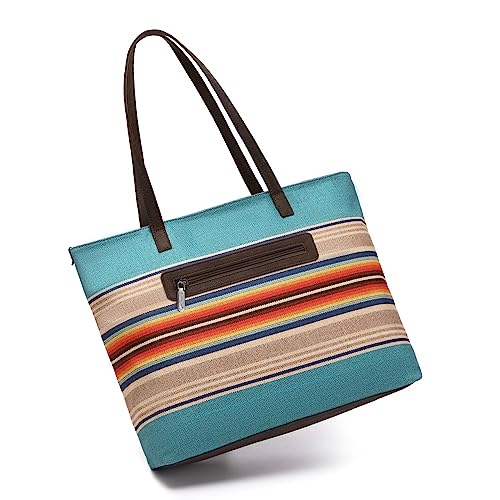 Image of Montana West Wrangler Aztec Print Canvas Tote Bag Capacity Shoulder Bag for Work, Travel & Everyday Use