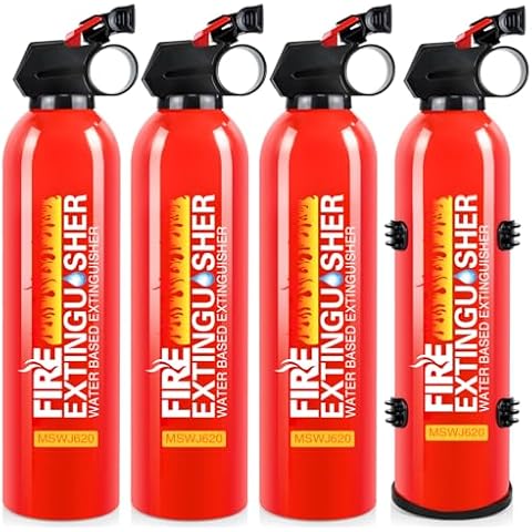 4 Pack Fire Extinguisher for Home with Wall Mount - 620ml Portable Fire Extinguisher for Car Vehicle Boat House Kitchen, Water-Based Fire Extinguisher for A, B, C, K Fire Cover