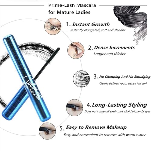 Prime-Lash Mascara for Mature Ladies, Prime Lash Mascara for Mature Ladies, Prime-Lash Mascara for Seniors with Thinning Lashes, Mascara Black Volume and Length Hypoallergenic Mascara - Image 4