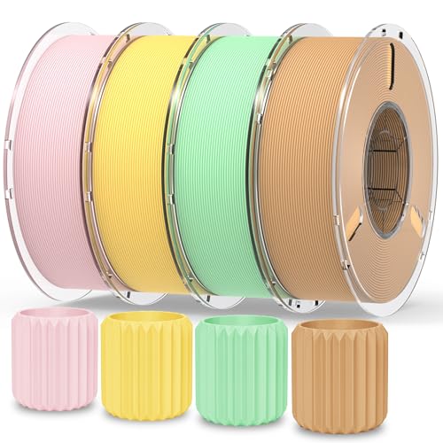 Image of RAMBERY Matte PLA 3D Printer Filament Bundle 4KG, Neatly Wound PLA Filament 1.75mm, Dimensional Accuracy + /- 0.02mm, 1kg(2.2lb) X4PCS, Cherry Pink /Banana Yellow /Mint Green /Desert Yellow