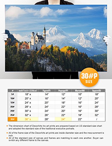 Decorarts- The Neuschwanstein Castle, Giclee Print On Canvas Wall Art For Home Decor. 36X24X1.5 #TOP5