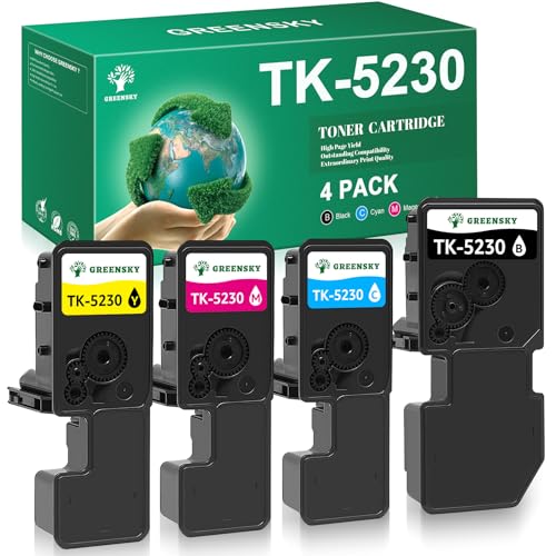 GREENSKY TK5230 Toner Kompatibel für Kyocera TK-5230 TK 5230 TK-5230K TK-5230C TK-5230M TK-5230Y für ECOSYS M5521cdw P5021cdw M5521cdn P5021cdn (Schwarz Cyan Gelb Magenta 4er-Pack)