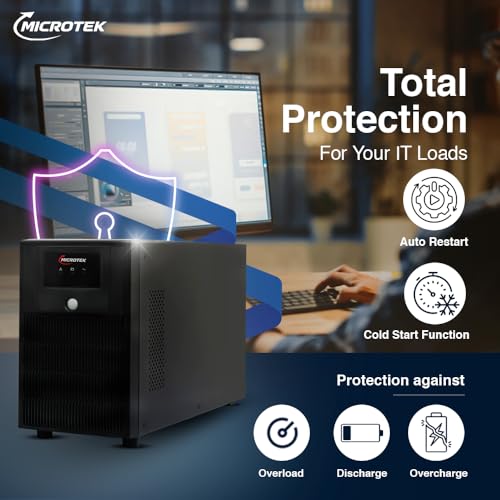 Image of Microtek Desire Pro+ 2000VA Offline UPS | 24VDC Battery | Simulated Sine Wave | Auto Restart | Input 140-300V AC | Output 220 /230V ±10% | Ideal for PCs, Routers, Home Office Backup