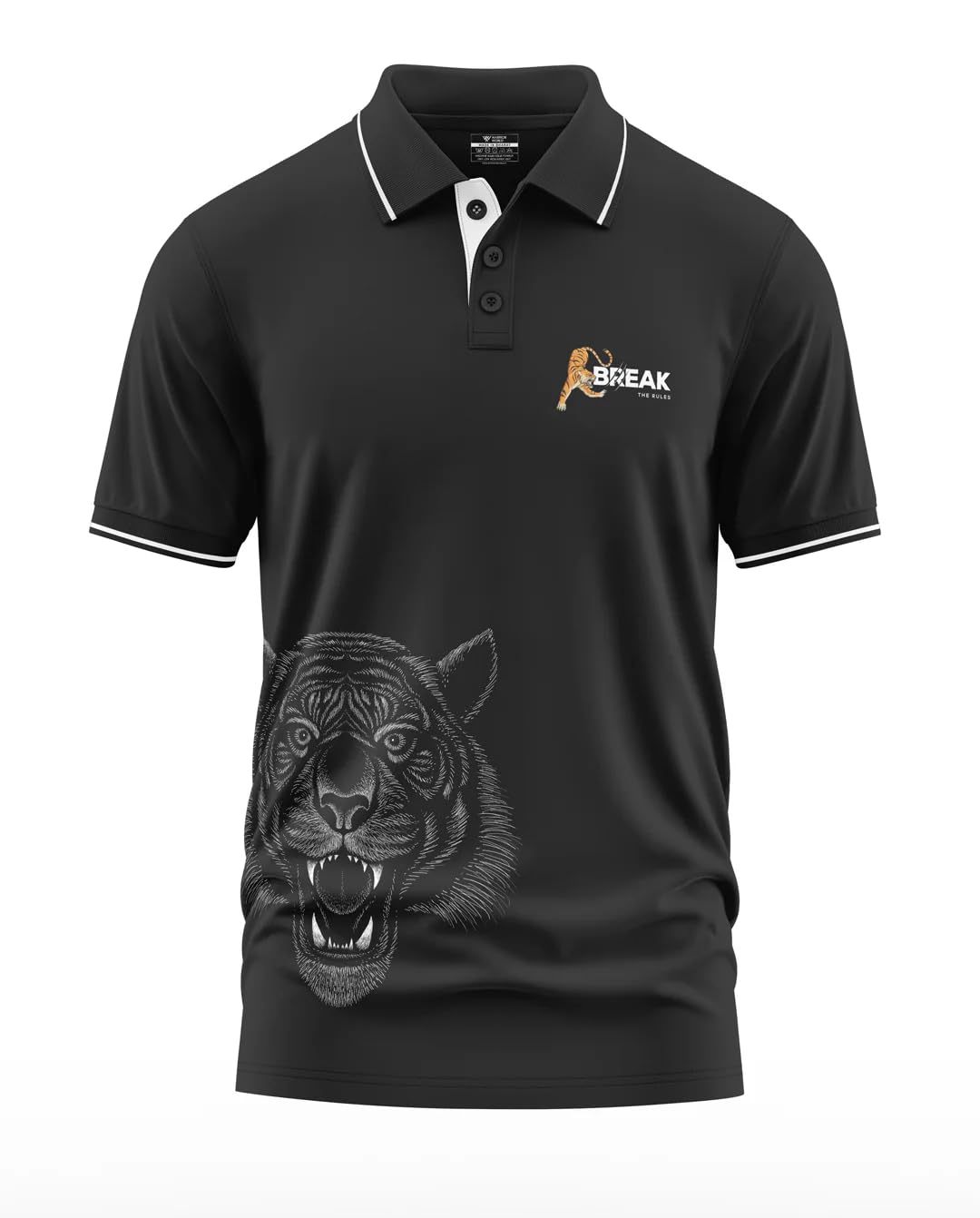 warriorworld Men's Motivational Polo T-Shirt | 100% Cotton 270 GSM | Roaring Tiger Graphic | Ideal for Gym, Travel, Streetwear & Casual Style.-picture-35