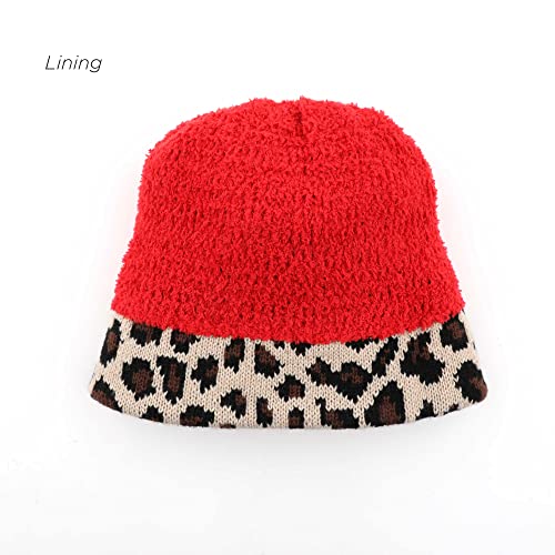 Image of C.C Exclusives Soft Beanie hat with Leopard Pattern and Fur Pom(HAT-7001)(SF-7001)