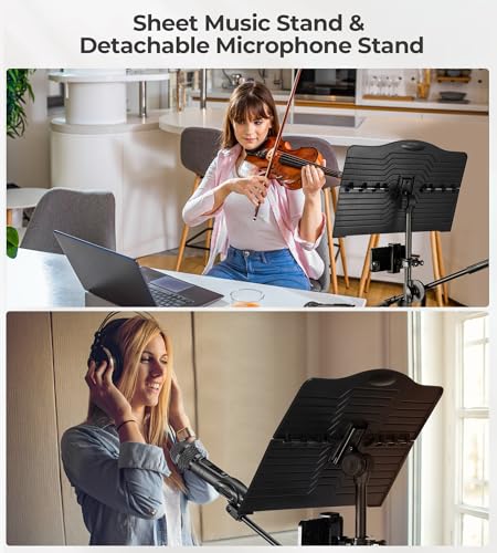 Image of Lightwish - Black Metal Sheet Portable Adjustable Music Stand Music Holder Folding Foldable