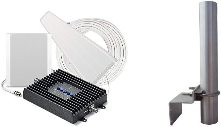 SureCall Fusion4Home Yagi/Panel, Cell Phone Signal Booster Kit for All Carriers 3G/4G LTE up to 4,000 Sq Ft & Wilson 901117 Pole Mount for Antenna