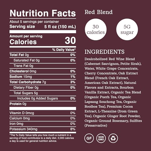 Surely Non Alcoholic Wine, Red Blend, Alcohol-Removed Red Wine, 5g Sugar, 30 Calories, De-alcoholized, Low Sugar, Low Calorie, Gluten Free, 750ml (25 fl. oz)