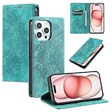 iPhone 17 Pro用ジェネリックケース(カラー:グリーン)パターンスタンドカードスロットウォレットレザーフリップバックケース