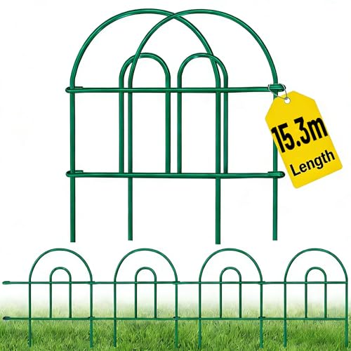 Amagabeli 46CM X 43CM X 35PCS Clôture Décorative Métal pour Jardin Motif Paysage et Barrière Barriere de Jardin Vert Panneaux Extérieurs FC01 DA1492