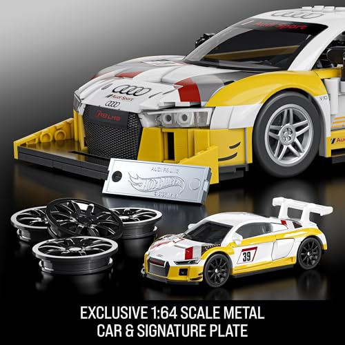 Image of Mattel Brick Shop Hot Wheels 2015 Audi R8 LMS Elite Series Building Set, with 820 Pieces, Realistic Details and Custom Stickers, JFT18