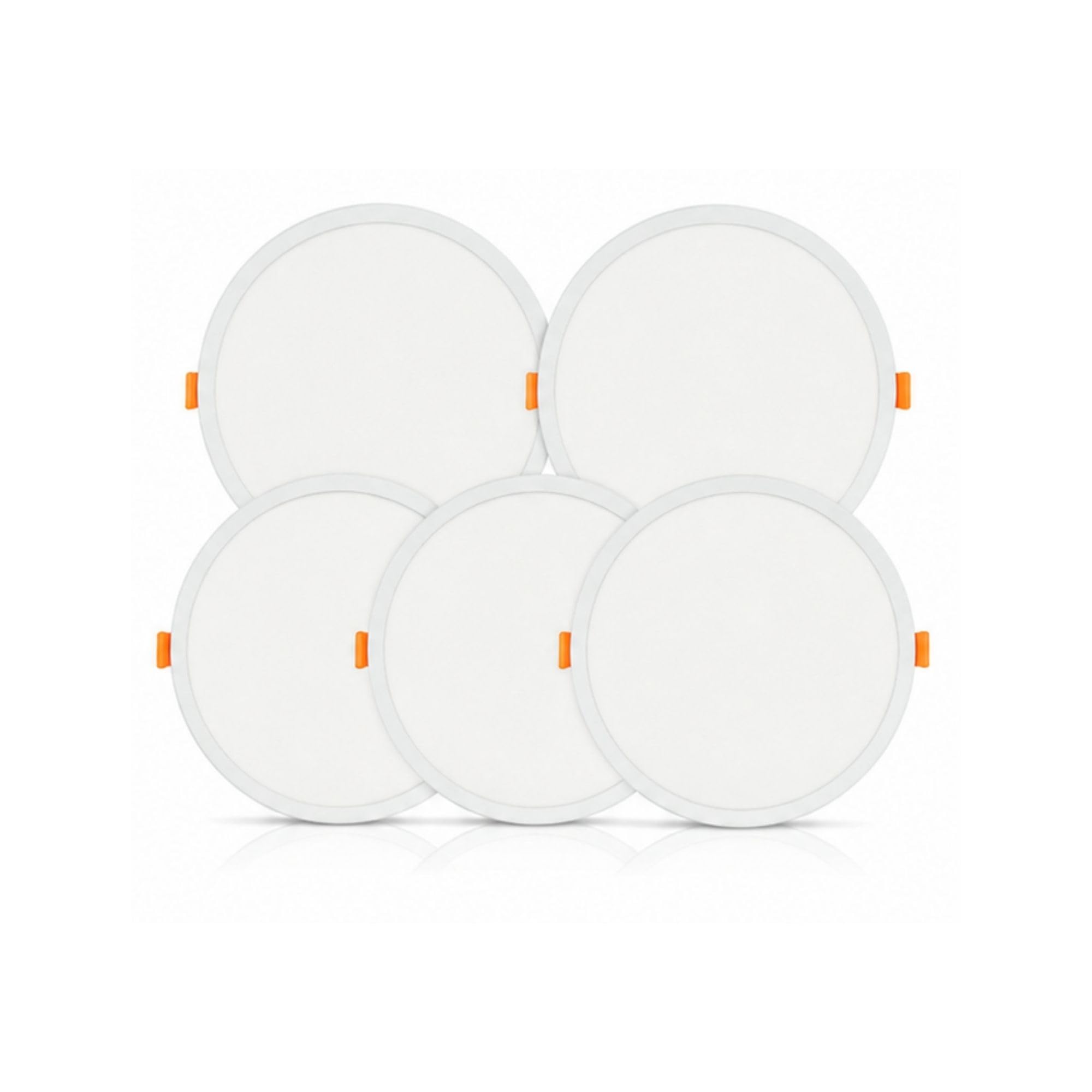 Pack x5 Downlight LED Empotrable 20W de Corte Ajustable Ø50-210mm, Luz Neutra 4000K, 1650lm, Panel Extraplano Redondo Ø23cm, Garantía 3 Años (5uds)