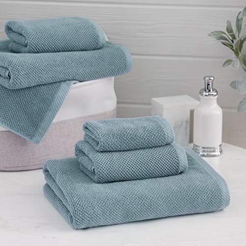 Welhome Franklin Premium | 2 Bath Towels 2 Hand Towels 2 Washcloths | Textured Dusty Blue Bathroom Towels Set | Hotel & Spa Towels for Bathroom | Soft & Absorbent | 100% Cotton 6 Piece Bath Linen Set Welhome Franklin Premium | 2 Bath Towels 2 Hand Towels 2 Washcloths | Textured Dusty Blue Bathroom Towels Set | Hotel & Spa Towels for Bathroom | Soft & Absorbent | 100% Cotton 6 Piece Bath Linen Set
