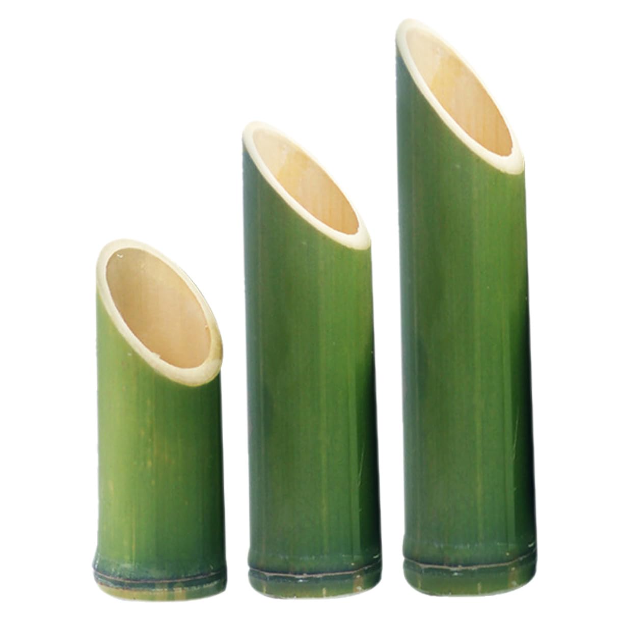 Vases en bambou Tofficu pour fleurs séchées lot de 3 vert naturel déco mariage 15-25 cm