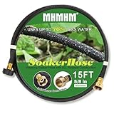 MHMHM 5/8' Soaker Hose for Garden Drip Hose Irrigation System with Solid Brass Fitting for Lawns Flower Beds & Vegetable Gardens (15FT)