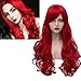 Produktbild Mildiso Perücke Damen Rot Lang Locken Perücken mit Pony Natürlich Wig/Für Frauen Alltag Cosplay Kostümparty 031D