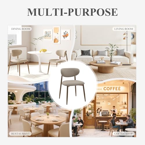 Image of MALOL Dining Chairs Set of 2, Upholstered Dining Room Chairs with Metal Legs and Anti Slip Pads, Curved Back Kitchen Chair for Home and Restaurant Use, Camel
