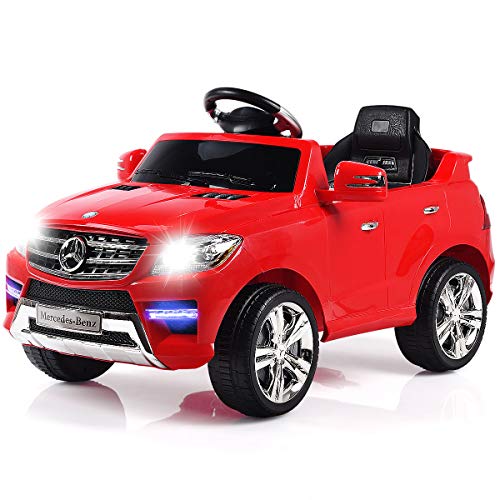 Costzon Ride On Car, Licensed Mercedes Benz ML350 6V Electric 2WD Battery Powered Kids Vehicle, Parental Remote Control & Manual Modes Car with Microphone, Lights, MP3, USB, TF, Music, Horn (Red)