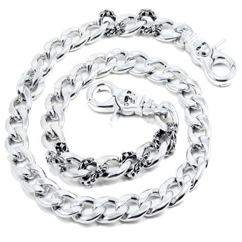 Double K Petal Skull Spiker Heavy Strong Biker Trucker Keychain Jean Wallet Chain CS119MLT2