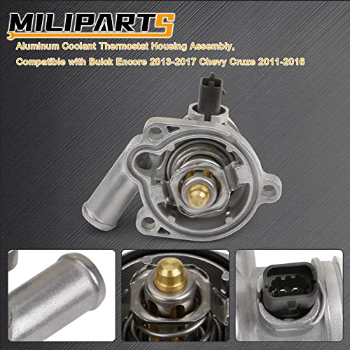 MILIPARTS Upgraded Aluminum Engine Coolant Thermostat Housing Assembly Compatible with Buick Encore 2013-2020 Chevy Cruze Sonic Trax 2011-2016 1.4L Replace 55579010 - Thumbnail 3