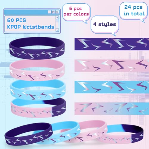 Pulseras de silicona Kpop apilables y resistentes con diseño de rayo 3