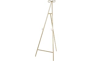 Deco 79 Metal Tall Adjustable Display Stand Easel with Bow Top in Gold