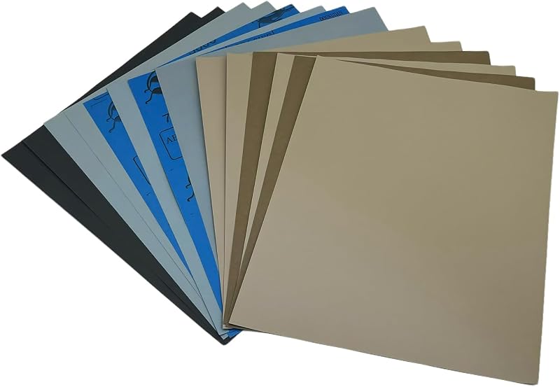14 piezas de papel de lija húmedo y seco de grano 3000 a 20000, hojas de lija de 9 x 11 pulgadas | Papel de lija premium ultrafino en seco y húmedo, 7 granos varios para madera, metal o lijado final automático