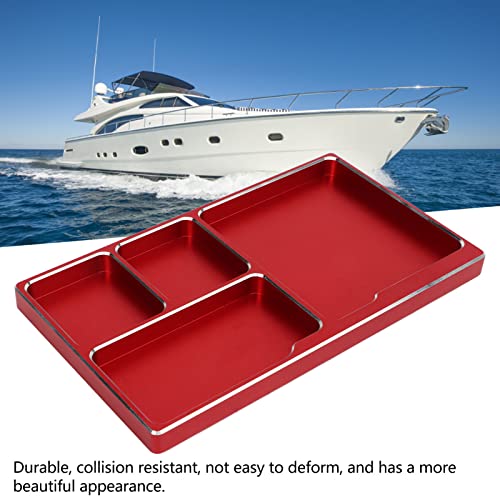 Lybunair Aluminum Alloy RC Screw Tray with Magnetic Pad, Magnet Screws Holder Plate RC Repair Tool for RC Maintenance (Red, Blue) (Red) - Image 2