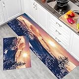 【Weiche Stoffoberfläche】-- Die Oberfläche unserer Küchenmatte ist aus kurzem Velours, weich und angenehm zu berühren,Die Verpackung enthält 2 Küchenmatten, eine Größe: 45x70 cm+45x120 cm,was perfekt für den Heimgebrauch ist.