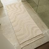 Beautiful Boho Rug with Tassels for Your Bathroom - Soft 2 x 4,3 ft. Cotton Rug Fits Perfectly Into Your Bedroom - Washable, Non-Slip Bedside Mat Ideal to Enhance Any Modern Home Decor, 24 x 52inch