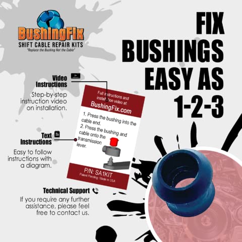 BushingFix SA1KIT Automatic Transmission Shift Cable Bushing Repair Kit, Transmission Repair Kit for Shift Bushing Fits Saturn L Models, Easily Repair Your Loose or Sloppy Bushing
