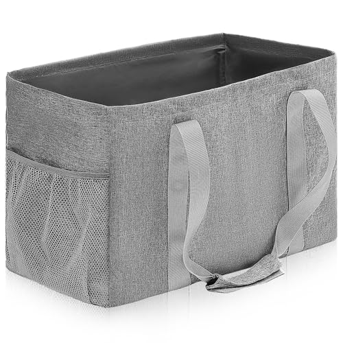HOOWIFFY Bolsa de Compras Plegable Resistente al Agua de Algodón Capacidad 35l y 30kg, con Bolsillos de Malla y Cierre Interior para Uso Diario y Viajes