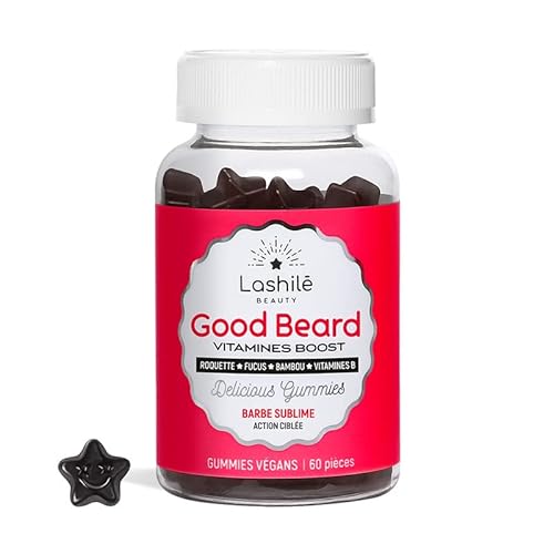 LASHILÉ BEAUTY - Compléments Alimentaires - Good Beard Men - Croissance de la barbe - Cure 1 mois - 60 gummies - Fabrication Française - Vitamines B8, B6, B3, B2, Fucus, Bambou, Roquette Cover