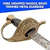 SZCO Supplies 39" Carbon Steel Fayetteville Sword with Brass Guard and Pommel, Wire_Wrapped Handle, Brass Trimmed Metal Scabbard – Real Swords for Adults, Ceremonial and NCO Sword #2