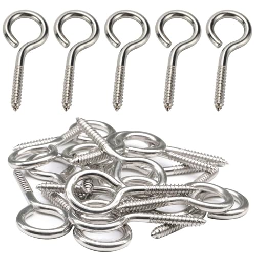 10 Piezas Ganchos de Tornillo, M5 X 65 mm Pernos de Ojos Atornillables, Ojales de Tornillo Resistentes, Ganchos de Tornillo, Ojales de Tornillo para Hamacas, Toldos, Sillas Mecedoras, Cable Fijo