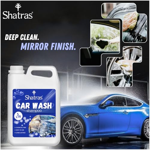 Image of Shatras Car Wash Shampoo - High Foam Car Cleaning Liquid | pH Neutral Formula | Scratch-Free Wash | Deep Cleaning & Extra Shine | Suitable for All Vehicles - 5L (BLUE)