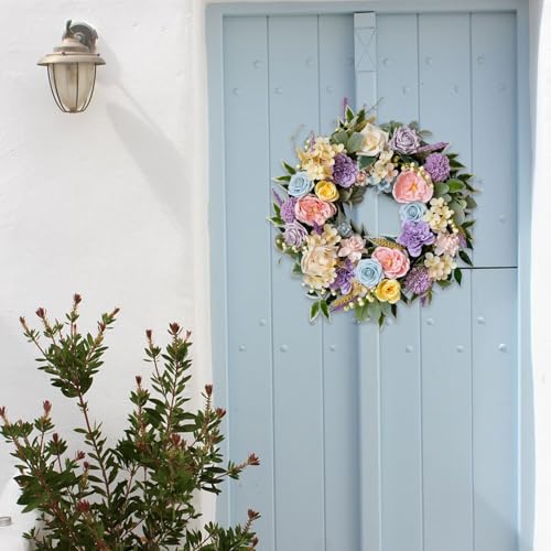 TEMPUS-Spring-Summer-Wreath-for-Front-Door-22-Inch-Artificial-Floral-Wreath-with-Roses-Peonies-Hydrangeas-Leaves-for-Door-Wall-Decoration-Wedding-Party-Home-Farmhouse-Decoration TEMPUS Spring Summer Wreath for Front Door 22 Inch Artificial Floral Wreath with Roses Peonies Hydrangeas Leaves for Door Wall Decoration Wedding Party Home Farmhouse Decoration