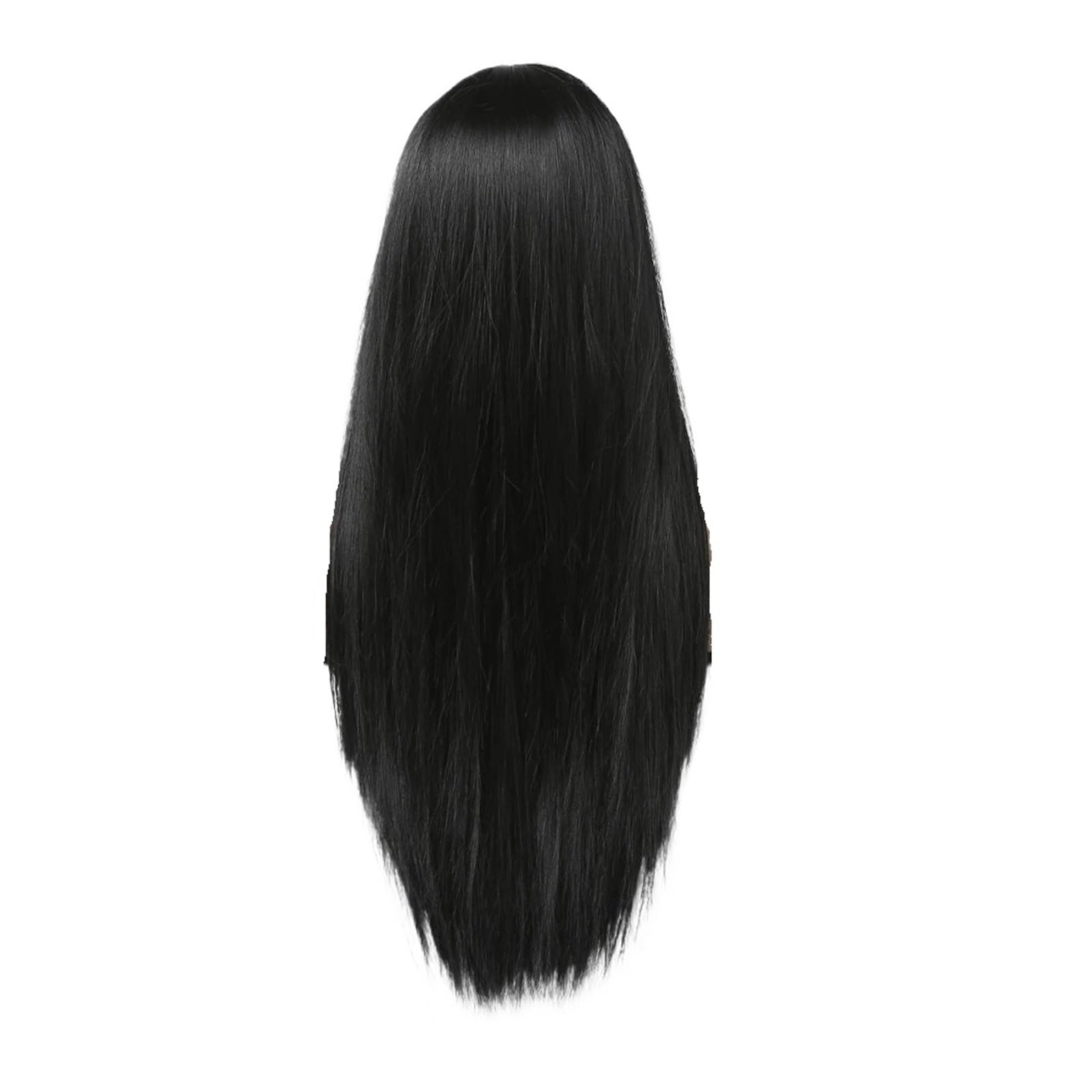 1 pieza de pelucas rectas sedosas largas sintéticas con flequillo pelo negro for mujeres peluca Natural resistente al calor