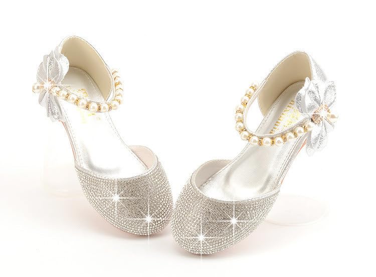 Dress Shoes for Girls Glitter Princess Shoe with Pearls Little Girls Summer Party Wedding Flats Sandals3