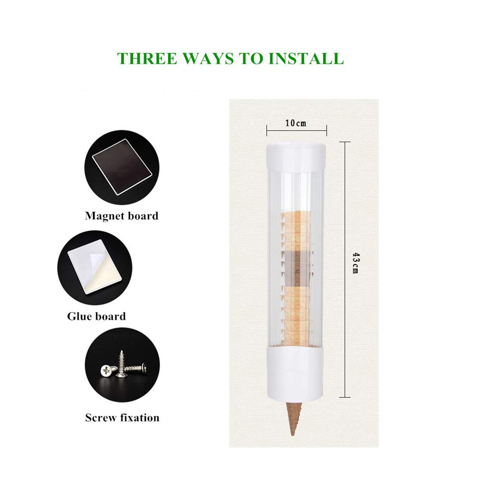 KUNHEWUHUA Distributeur de cône de crème glacée 17 "Lx4"Dia Tube en plastique transparent avec joint noir