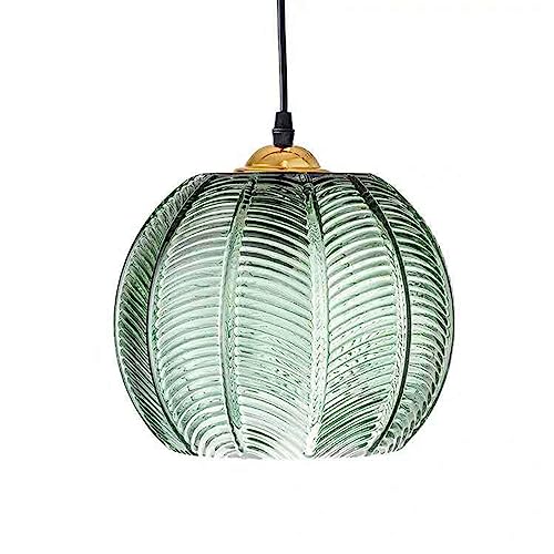 Lámpara colgante de cristal verde para comedores modernos y techos loft