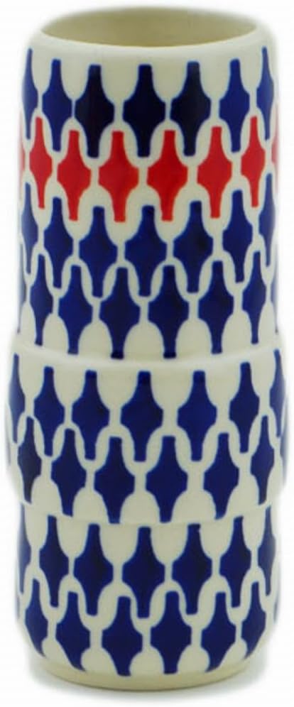 Polmedia Polish Pottery Vase UNIKAT - Card of Diamonds Pattern Handmade in Boleslawiec Poland + Certificate of Authenticity