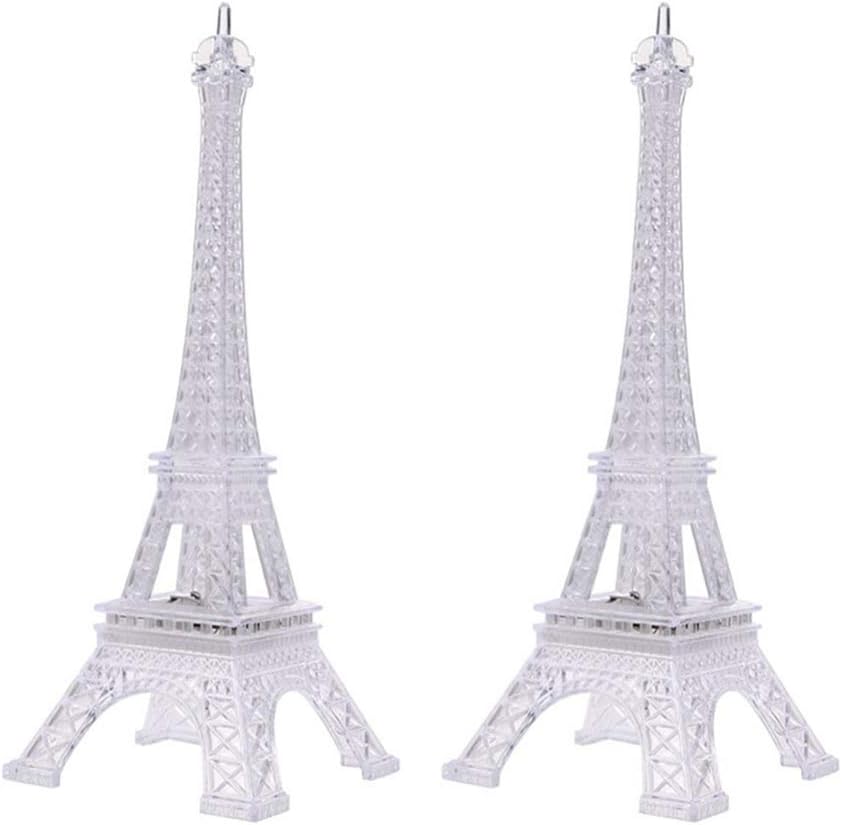 NUOBESTY 2pcs Eiffel Tower Night Lights LED Table Lamps RGB Color Changing Lamps Eiffel Tower Ornaments for Living Room Bedroom Nursery Room 13 * 6cm