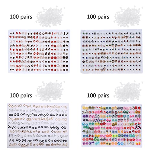 Stud Earrings Set Hypoallergenic Cute Earrings & Acrylic Flower Simple Earrings Stud Jewelry 100 Pairs2