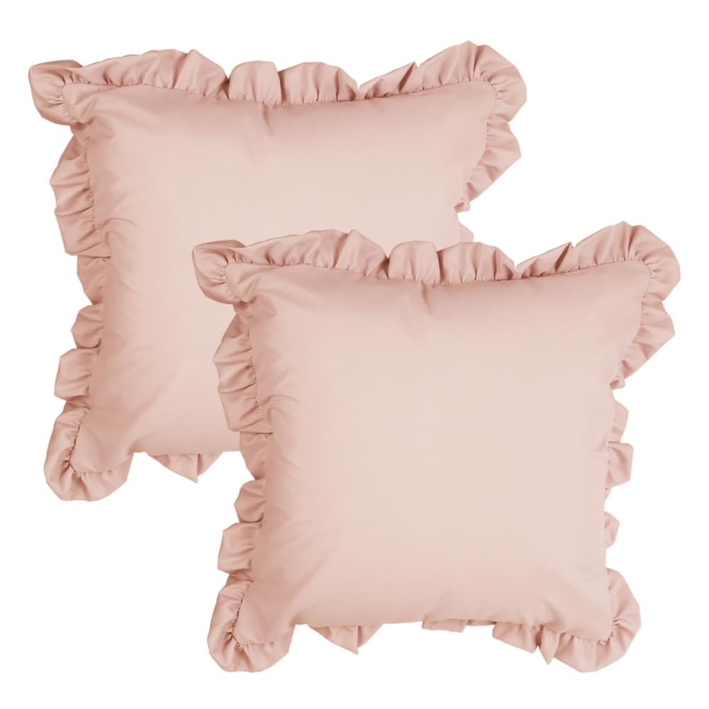 MiOYOOW Ruffle Pillow Cover, 2PCS Flouncing Throw Pillow Covers 18x18'' Decorative Cushion Cover for Home Sofa Couch Decoration